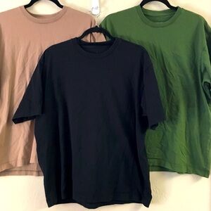 Everlane 100% Organic Cotton Short Sleeve T-Shirt Bundle (3) Large Black Green